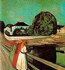 Edvard Munch Famous Paintings - At the bridge